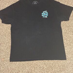 Anti Social Social Club Black Tee with Blue Logo